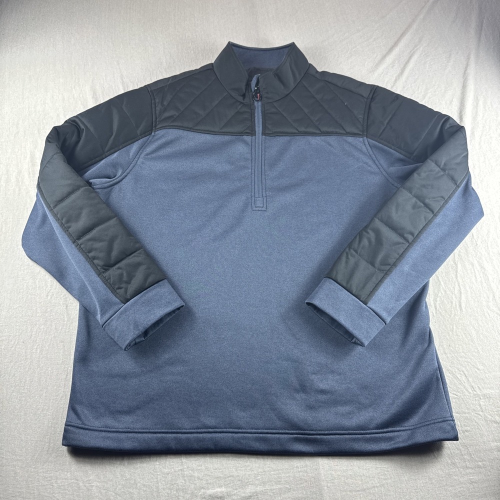 Short Par 4 Greyson Pullover Mens L Blue Black 1/4 Zip Golf Performance Preppy